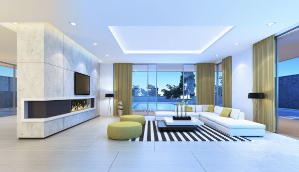 Clean, modern living room